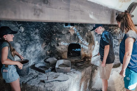 Küche in der Ausstellung Fort Kniepass